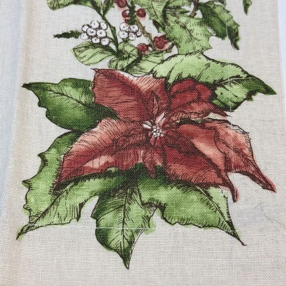 6 Pottery Barn Poinsettia Linen Blend Napkins